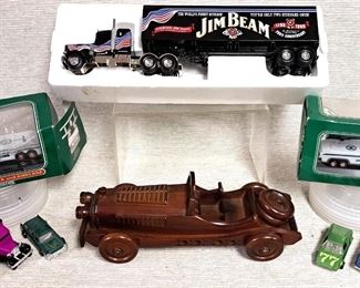 HESS TRUCKS DIECAST SEMI TRUCK JIM BEAM WOOD CAR