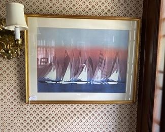 Signed print sailboats.