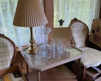 Bar tray, side chairs, lamp. Other lamps not yet pictured