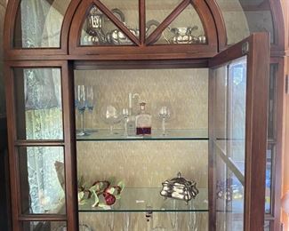 Swedish cabinets, pr. Domed & multi  lighted from inside!