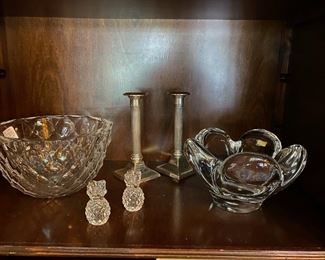 Swedish bowl silver sticks small vases