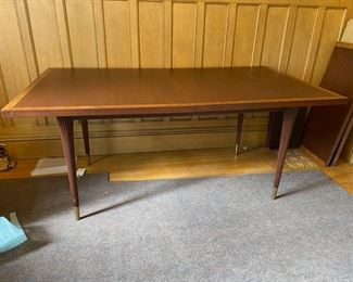 Mid Century Modern Inlay Table. Surface in very good condition. 2 leaves and pads available.  Well priced! 