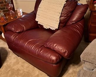 Matching burgundy leather chair… And was 160… Now $80! Absurd