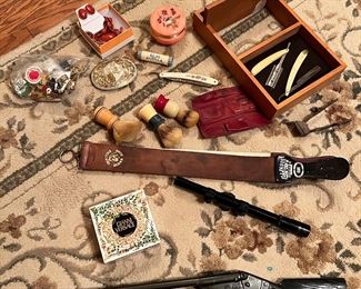 Cool shaving stuff… straight razors, vintage usa made double pop shotgun
Gianni Versace 1.6 perfume… Rare bottle in original box… Have two of these!