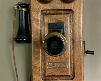 Antique wood North Electric Co. wall phone 