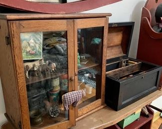 Child size cast iron stoves, toys and trinkets, antique ironing boards in many sizes, papier-mâché rocking horse 