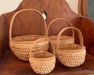 Set of 4 handmade miniature Nantucket nesting baskets 