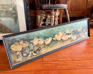 Antique Yard Long Chick litho : Ben Austrian “Battle of the Chicks” 