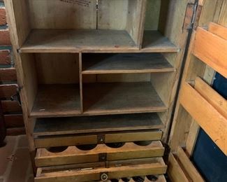 Interior of antique De Laval tool cabinet 