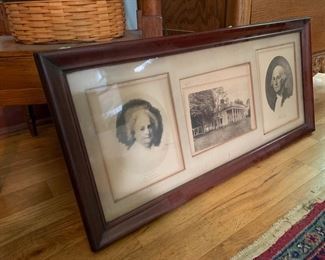 Antique George/Martha/Mount Vernon framed artwork 