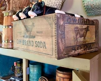 Early Dwight’s Cow Brand Soda dovetailed wooden box 