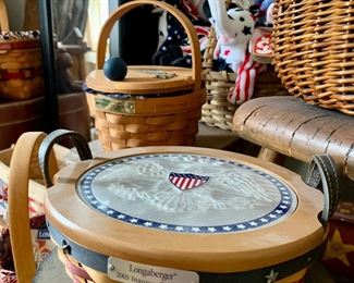 Loads of Vintage Longaberger 4th of July Baskets & patriotic TY Beanie Babies 