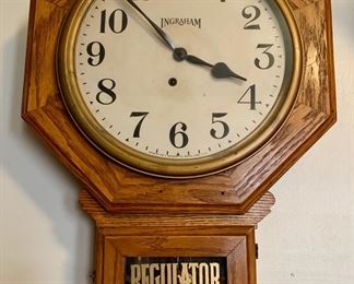 Antique key wind Ingram Regulator wall clock 