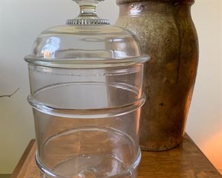 Early Antique blown glass lidded Apothecary Jar 