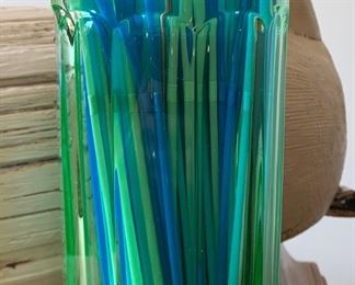 Deco era Soda Fountain Uranium Glass Straw Dispenser (clear glass dispensers available as well) 