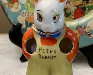 Creepy Cool vintage porcelain Peter Rabbit toothbrush holder 