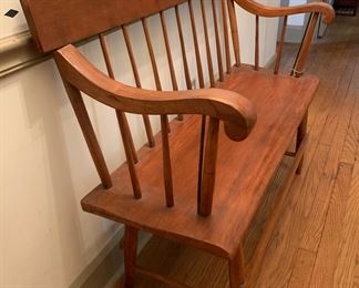 Fantastic antique Shaker curved arm bench 