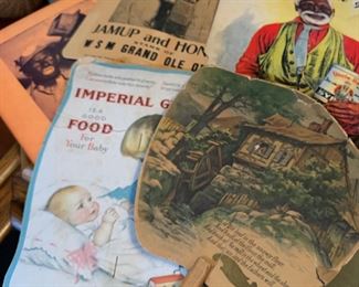 Vintage advertising paper hand  fans 