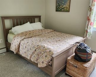 Queen bed and linens. MATTRESS is memory foam and SOLD SEPARATE