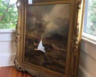 Huge beautiful frame (painting is ripped)