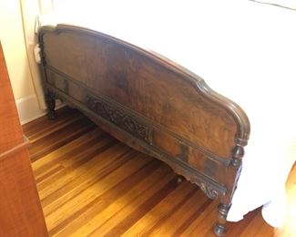 Beautiful carved wood full size bed - footboard