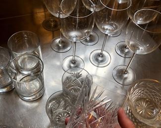 Cut glass drinking glasses