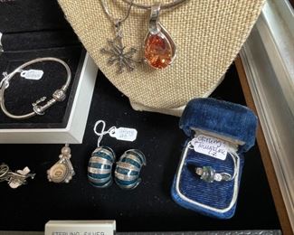 Tiffany & Co. sterling and enamel shrimp clip-on earrings.