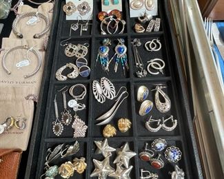 Sterling pierced and clip-on earrings.