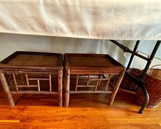Vintage rattan side tables.