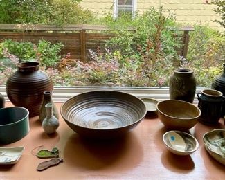 Beautiful selection of vintage hand-thrown pottery.