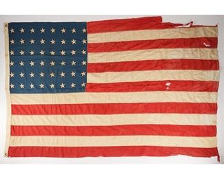 US WWII 48-Star flag; tattered; 48 x 72 in.