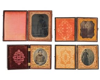Collection of Civil War Era Soldier Tintypes in Cases