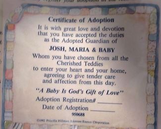 Photo of one of the Teddies COA.s.