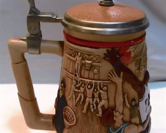 1990's beer stein supporting basketball.