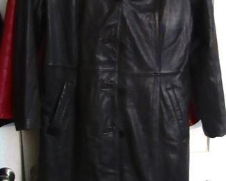 Long Black Leather coat by Pelle Studio.