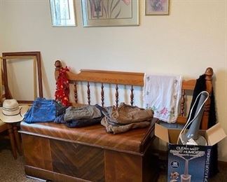 Lane cedar chest, bed headboard with frame, 