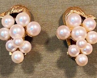 14k Gold Pearl Clip Earrings