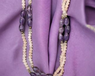 Amethyst Jadeite Bead Necklace.