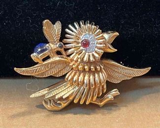 Boucher Brooch Bee Stinging Bird