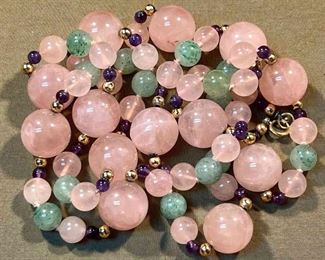 Jadeite Amethyst Bead Necklace