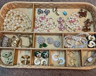 Jewelry Tray Full Of Costume Pieces