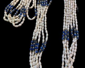 Lapis Pearl MultiStrand Necklace  Bracelet  Others