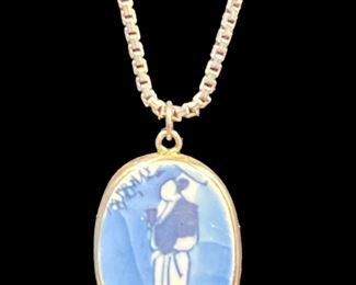 Pottery Chard Necklace On Sterling Chain