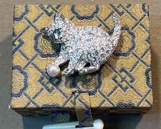 Swarovski Cat Brooch
