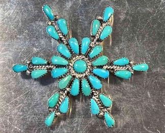 Zuni Turquoise Pendant Brooch