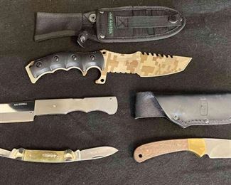 11 Shadow Ops Buck 3538 Skinner AG Russel 135VG10 and Marbles Ram Horn Folding Knife