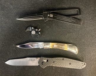 Benchmade 9401 Osborne Blue Class Folding Knife Colt CT221 Antler Handle Folding Knife Rough Rider Folding Knife And Mini Curved Blade Keychain Knife