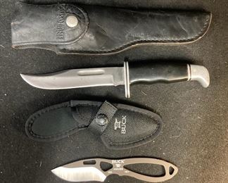 Buck 067BKSB Bucklite Max Fixed Blade Knife With Leather Sheath And Buck 0140BRSB Knife