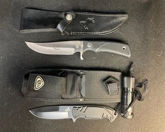 Colt CT4 Sporting Knife With Leather Sheath And Colt CT357 Fixed Blade Knife And Sheath