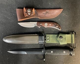 Colt CT0017 Ridge Runner Skinner With Leather Sheath And Colt CT602 Stiletto Style Knife With Sheath